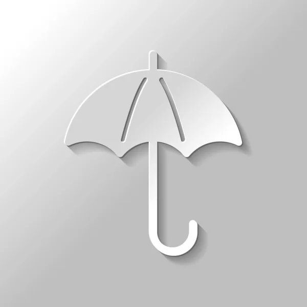 Ikona Deštník Styl Papíru Stínem Šedém Pozadí — Stockový vektor