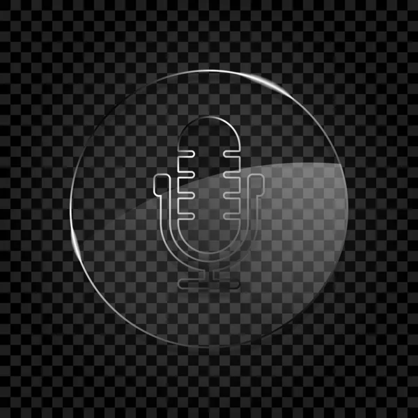 Простой Значок Микрофона Икона Круглом Стеклянном Пузыре Темной Прозрачной Решетке — стоковый вектор