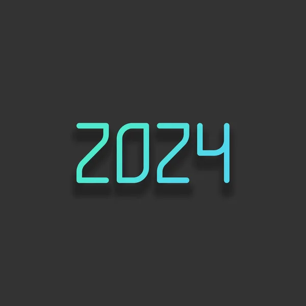 Иконка Номера 2024 Новым Годом Красочная Концепция Логотипа Мягкой Тенью — стоковый вектор
