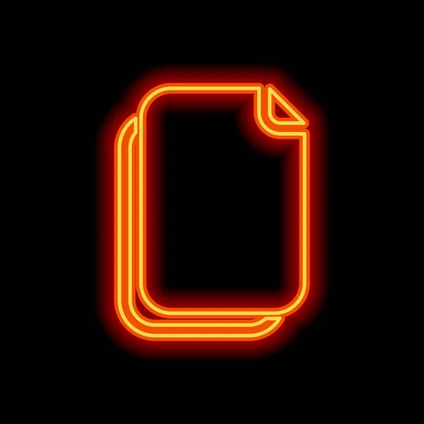 Enkla Dokumentikonen Orange Neon Stil Svart Bakgrund Ljus Ikonen — Stock vektor