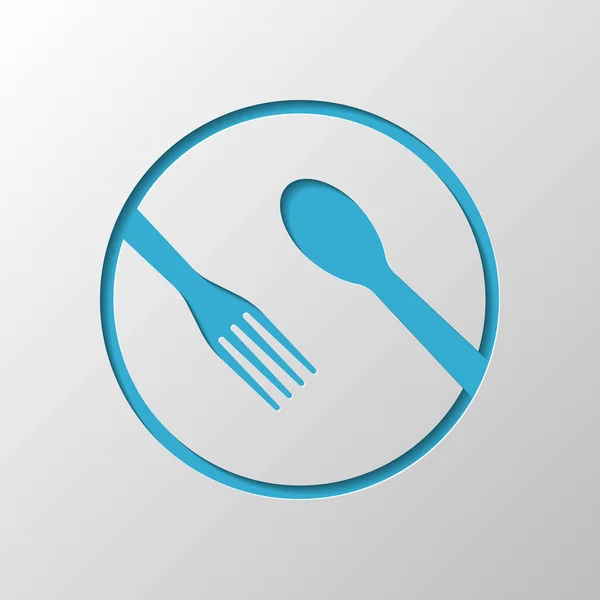 Nástroje Pro Potraviny Vidlička Lžíce Design Papíru Broušená Symbol Stínem — Stockový vektor
