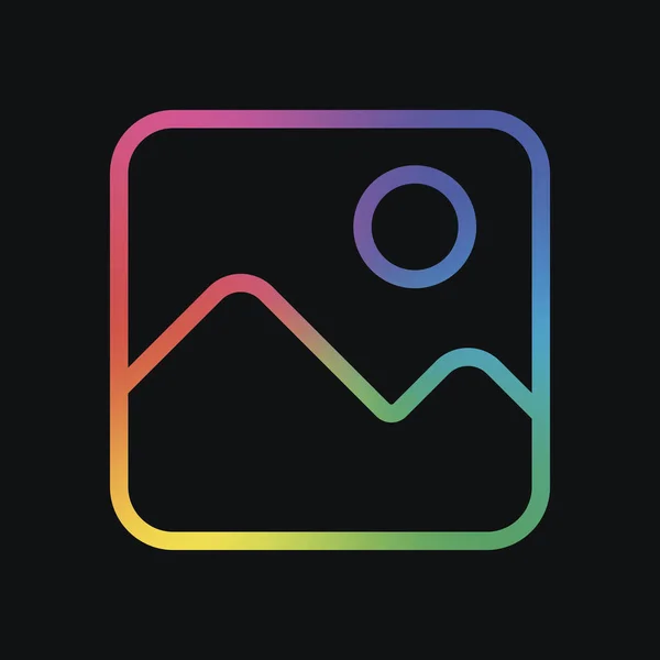 Eenvoudige Afbeeldingspictogram Lineaire Symbool Dunne Overzicht Regenboog Kleur Donkere Achtergrond — Stockvector