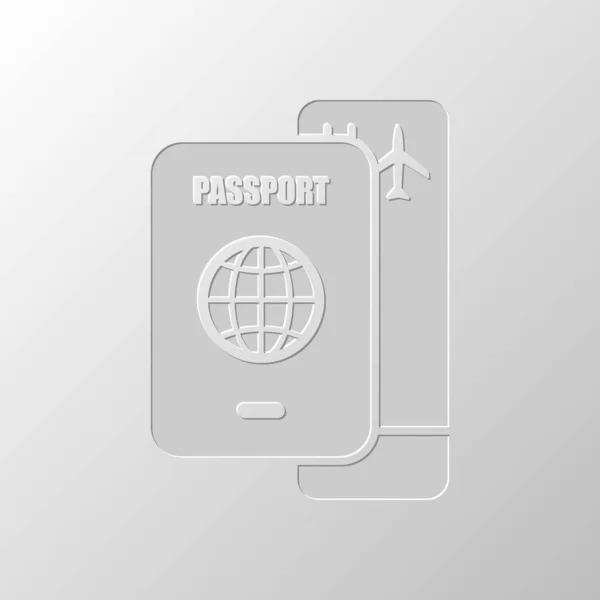 Pasaporte Tarjeta Embarque Concepto Viaje Aéreo Diseño Papel Símbolo Cortado — Vector de stock