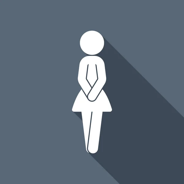 Silhouette Féminine Icône Femme Icône Plate Blanche Avec Ombre Longue — Image vectorielle
