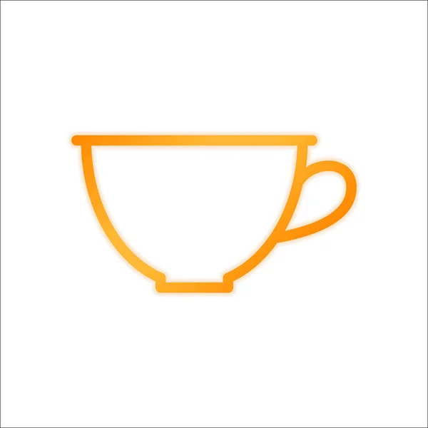 Simple Cup Coffee Tea Linear Icon Thin Outline Orange Sign — Stock Vector