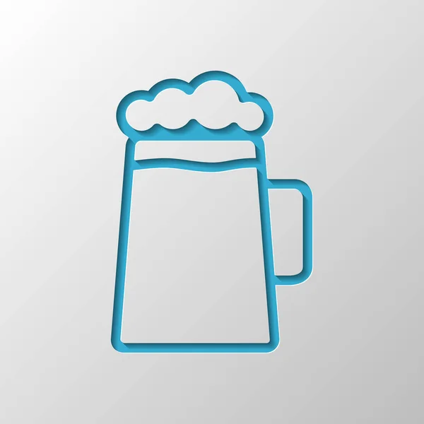 Copo Cerveja Ícone Linear Simples Com Contorno Fino Desenho Papel —  Vetores de Stock