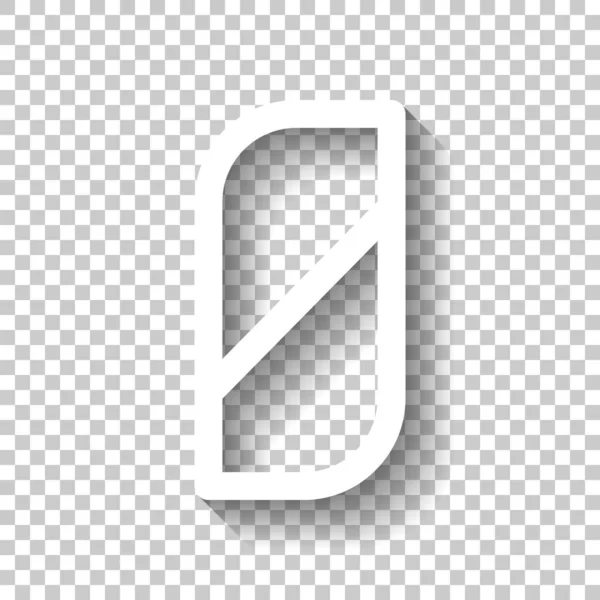 Zahl Ziffer Null Weißes Symbol Mit Schatten Auf Transparentem Hintergrund — Stockvektor