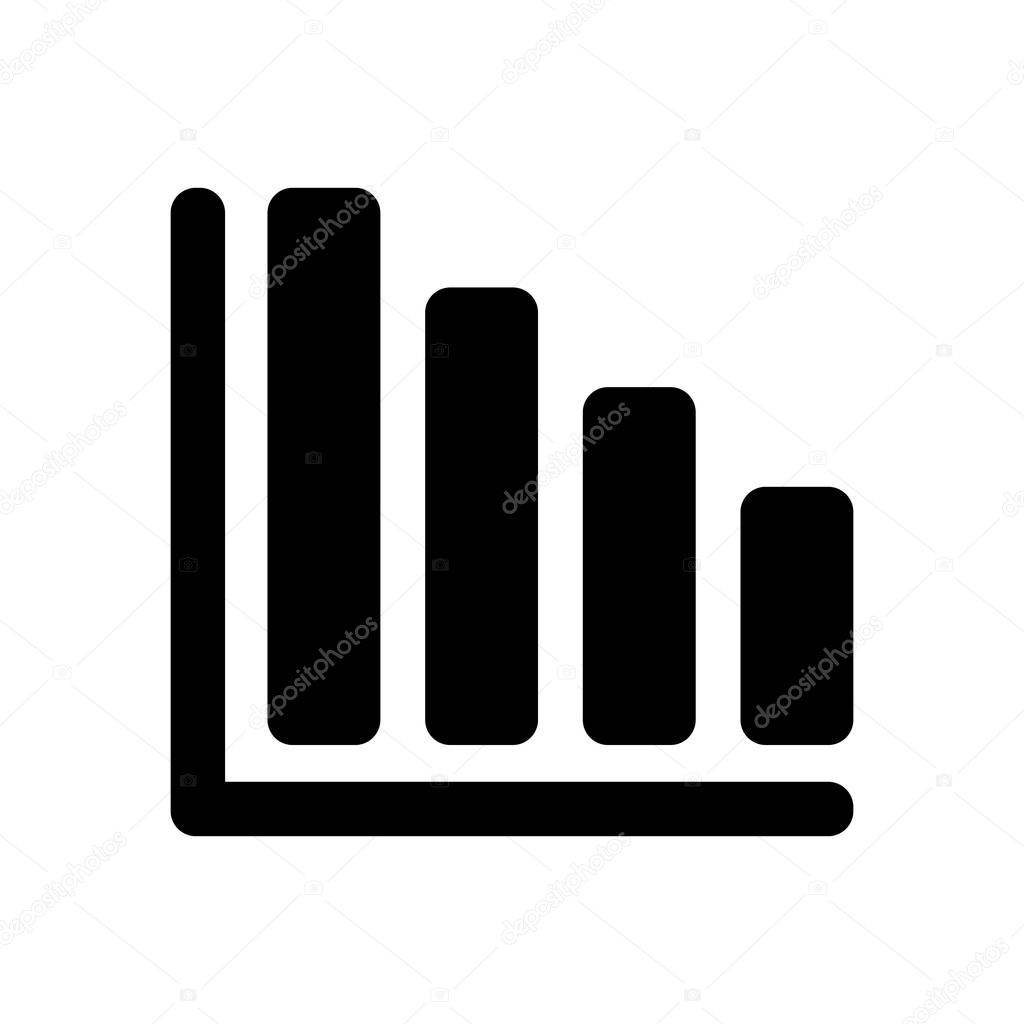 Declining graph line icon. Black icon on white background