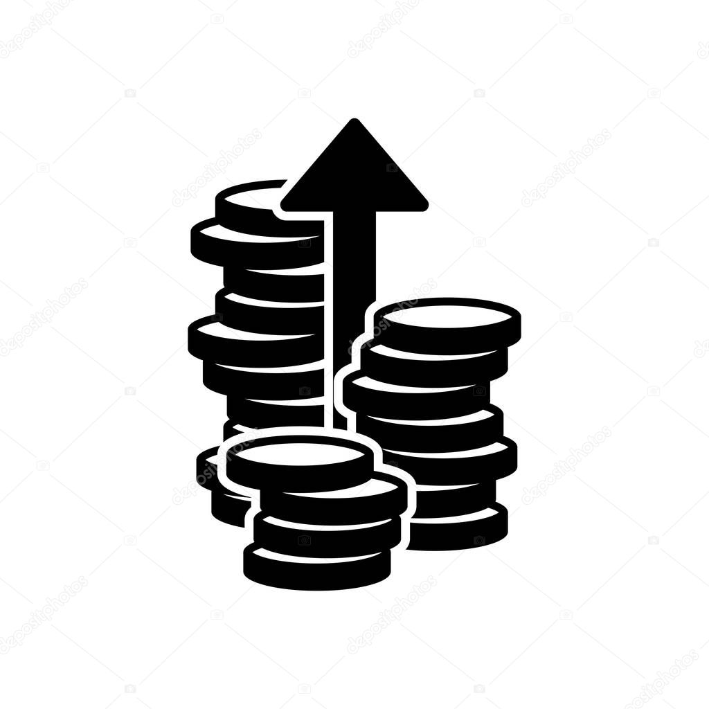 Coins stack, finance grow, up arrow