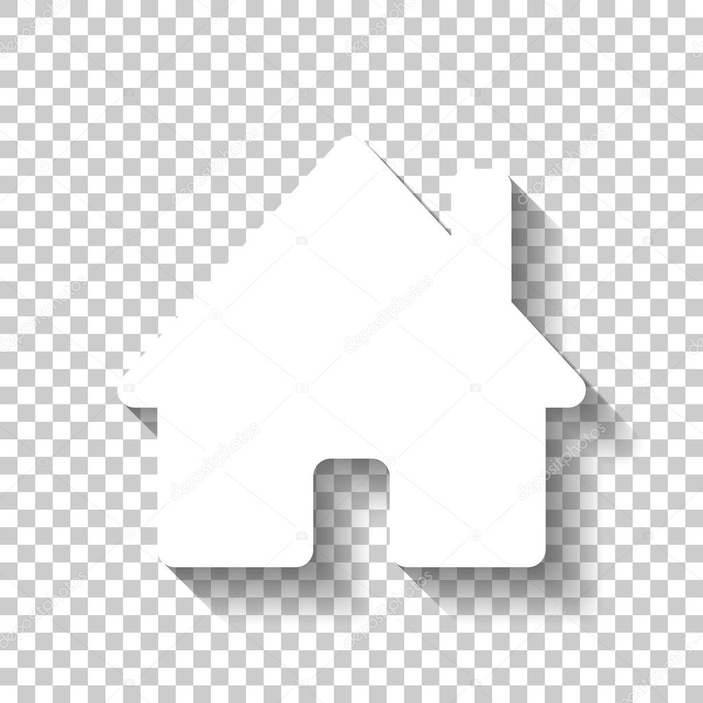 house icon. White icon with shadow on transparent background