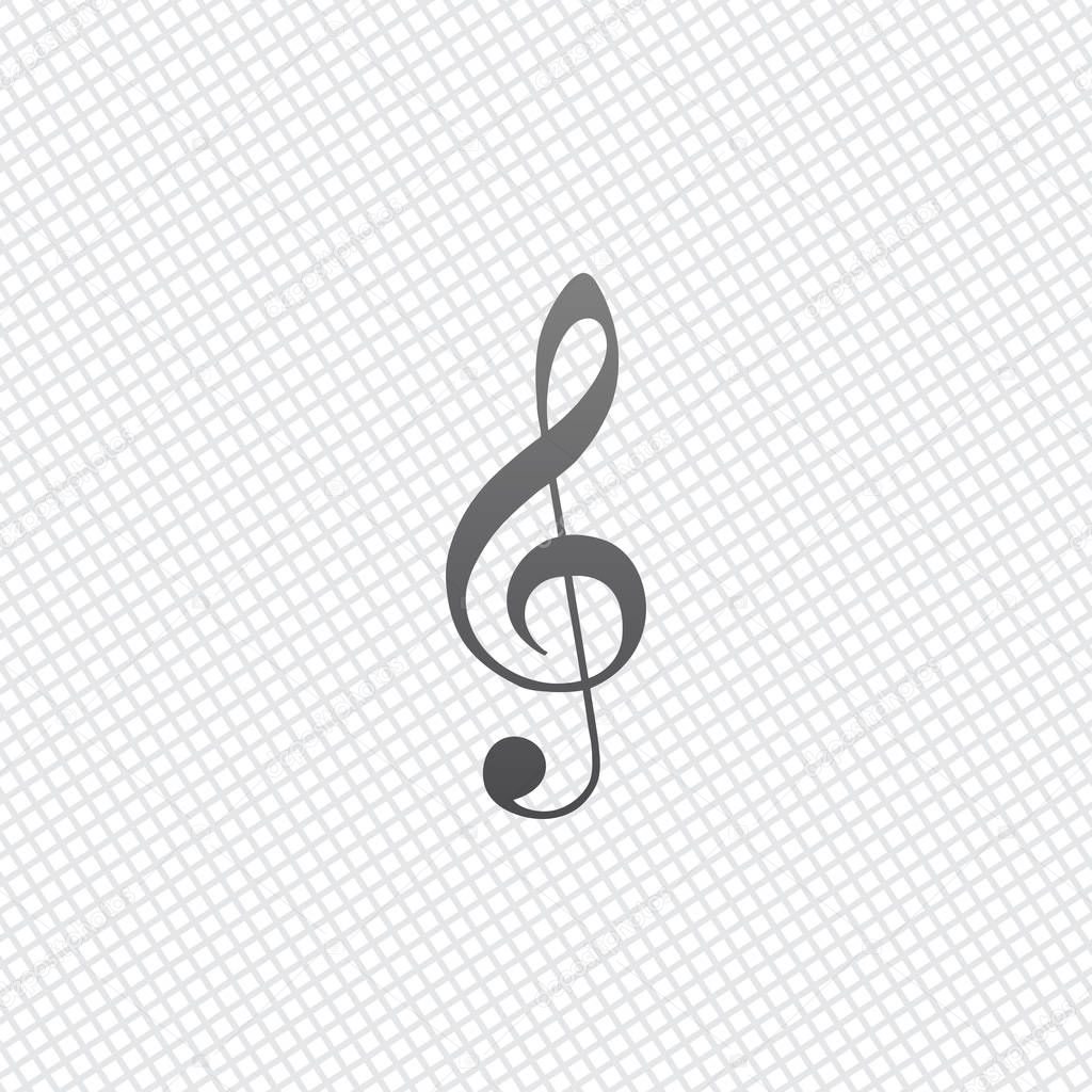 Simple icon of treble key. On grid background