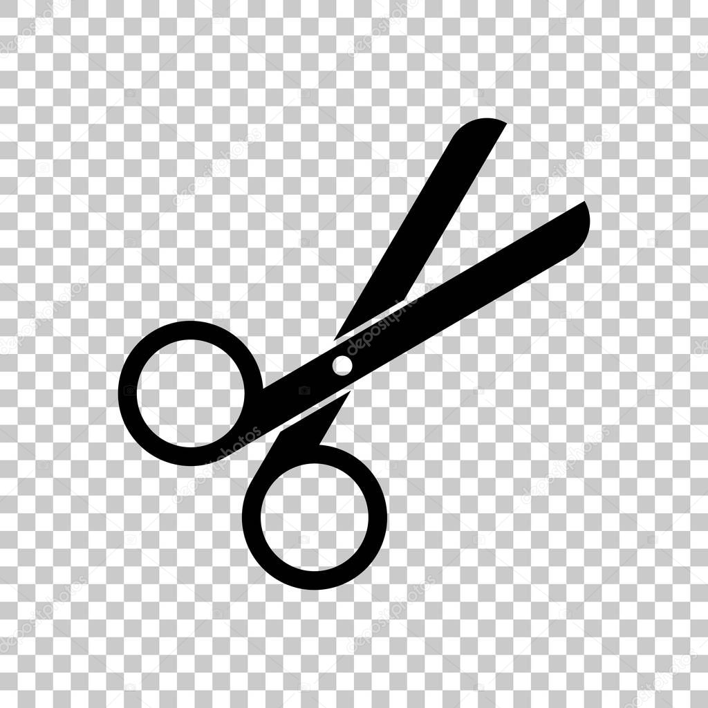 Scissors icon. Tool of barber. On transparent background.