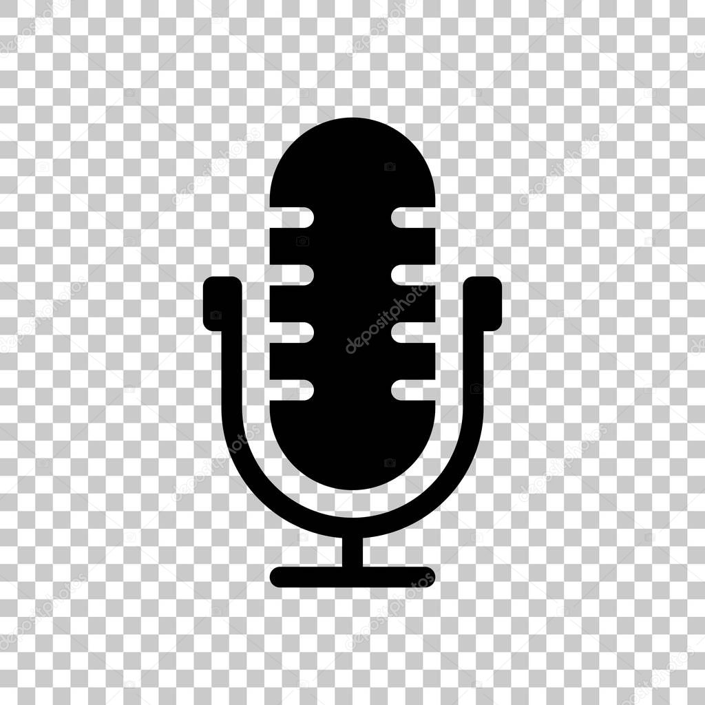 Simple microphone icon. On transparent background. Black object