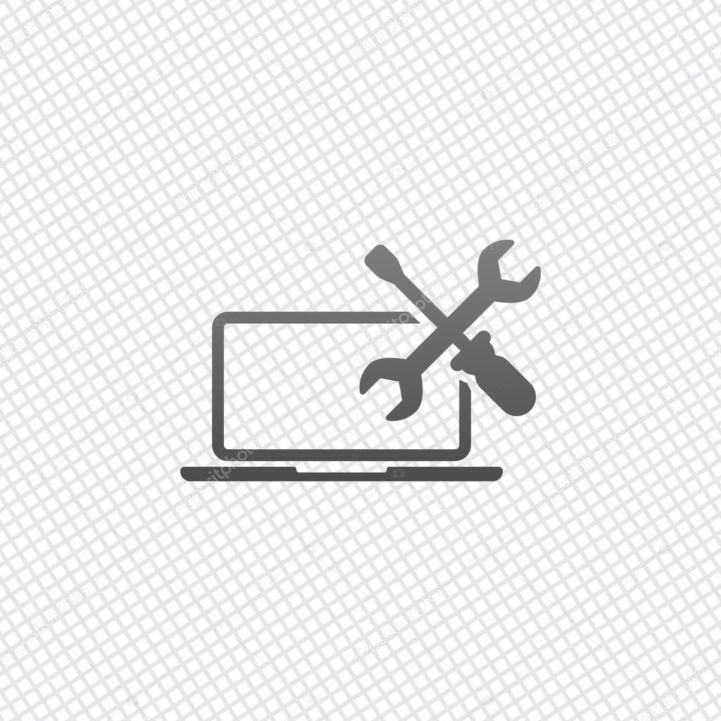 Laptop repair service. On grid background