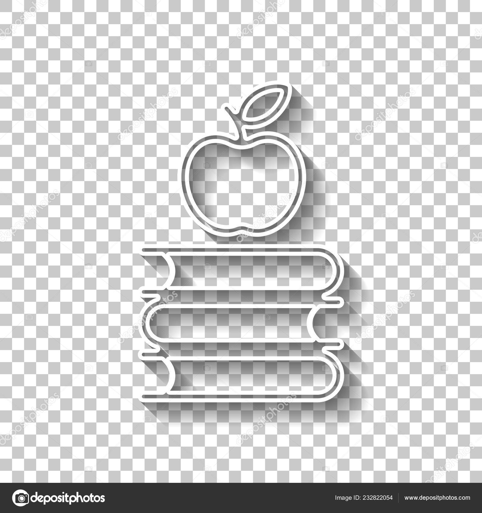Ícone Maçã Livros Logotipo Conhecimento Sinal Contorno Branco Com Sombra  Vetor de ©fokas.pokas 232822054, image size:1600x1700