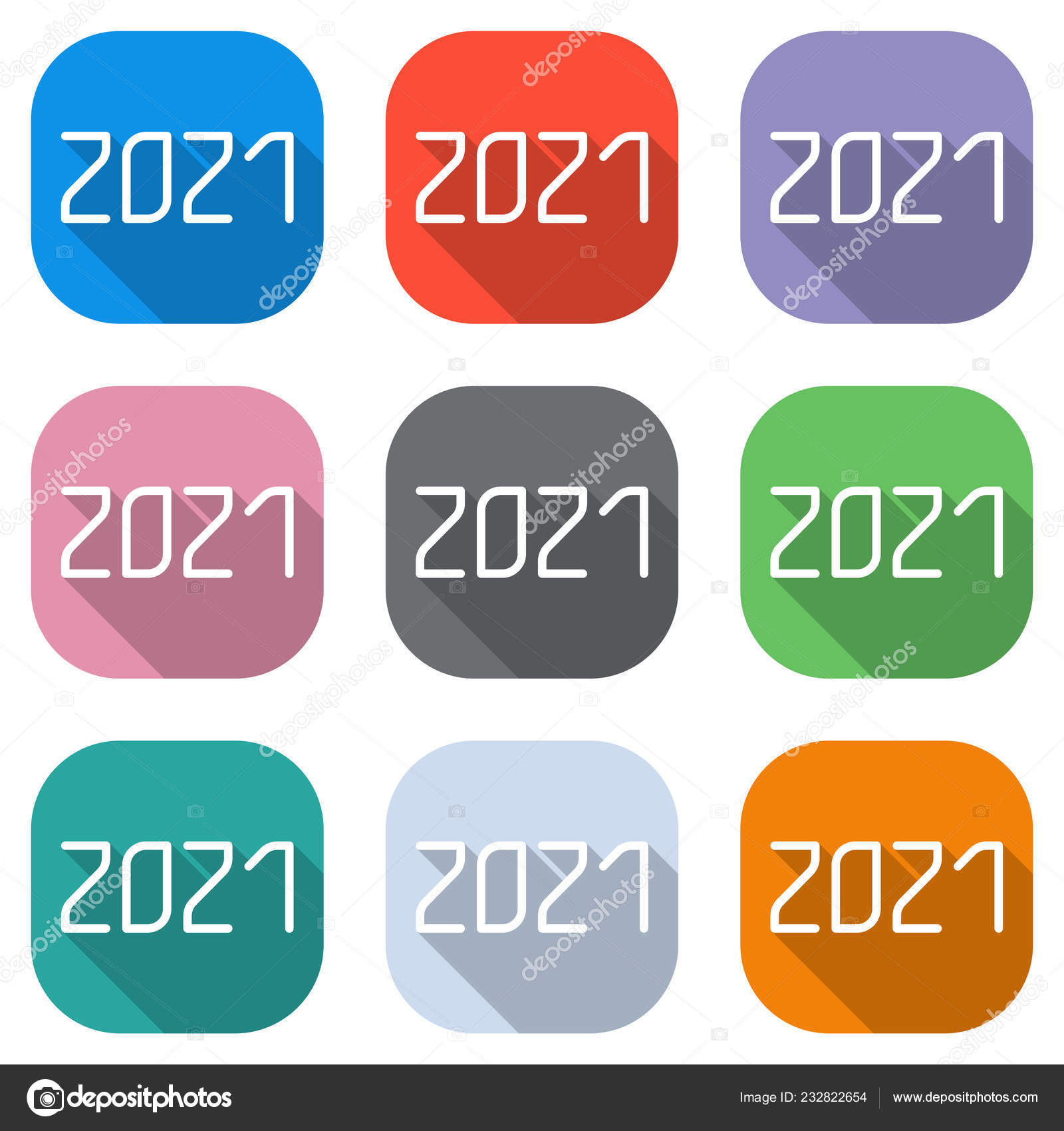 2021 Number Icon Happy New Year Set White Icons Colored Stock Vector C Fokas Pokas 232822654