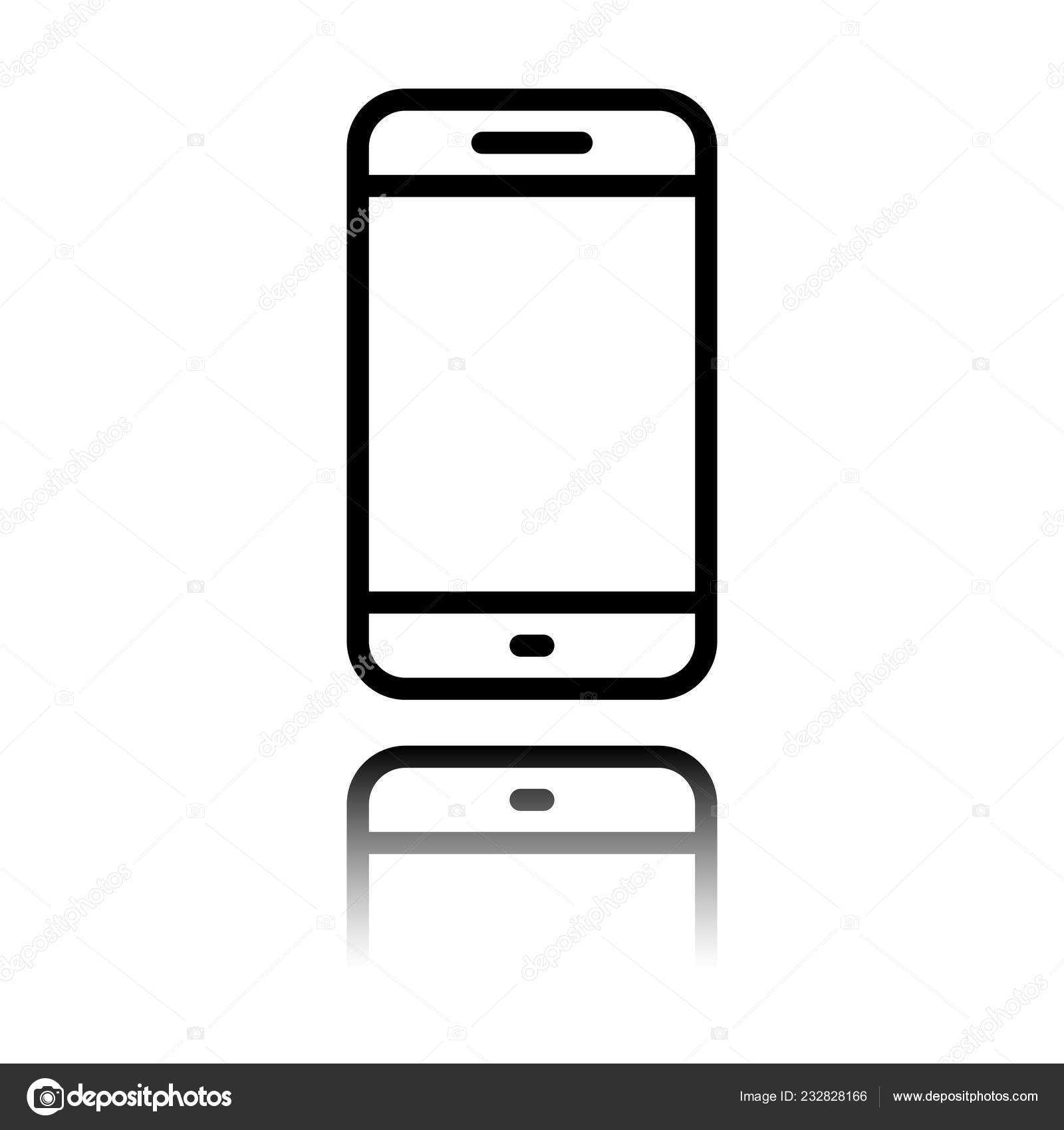 简单的手机图标线性符号薄轮廓黑色图标白色背景上有镜面反射图库矢量图©fokas.pokas 232828166, image size:1600x1700
