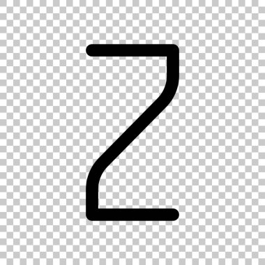 Sayı 2, rakamı, iki. Saydam arka plan üzerinde. Siyah nesne