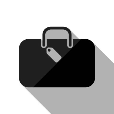 seyahat çantası, Bagaj, dava. Uzun gölge beyaz arka planda siyah nesnesiyle