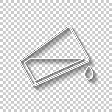 Cam ve akan su simgesi. Gölge şeffaf arka plan üzerinde beyaz anahat işaretiyle