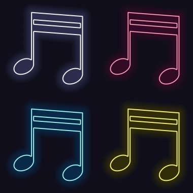 Müzik Not simgesi. Moda neon işareti kümesi. Koyu arka plan üzerinde casino tarzı. Seamless modeli