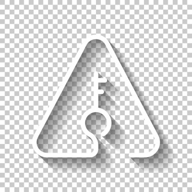 Uyarı üçgeni tuþlayýn. İnce anahat ile doğrusal simgesi. Bir çizgi stili. Gölge şeffaf arka plan üzerinde beyaz simgesi