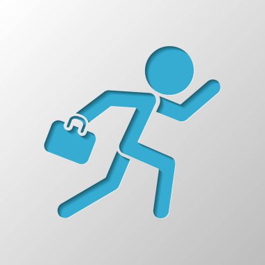 adam dava ile çalışıyor. Kağıt tasarımı. Gölge ile düzenlenen sembolü