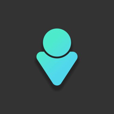 Basit erkek sembolü. Adam simgesi. Renkli logo kavramı koyu arka plan üzerinde yumuşak gölge ile. Masmavi okyanus rengini simgesi