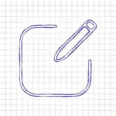 Kutsal kişilerin resmi düzenleyin. Meydanı ve kalem. Doğrusal, ince anahat. Elle çizilmiş resim kağıt sayfası. Mavi mürekkep, anahat kroki tarzı. Damalı zemin üzerine doodle