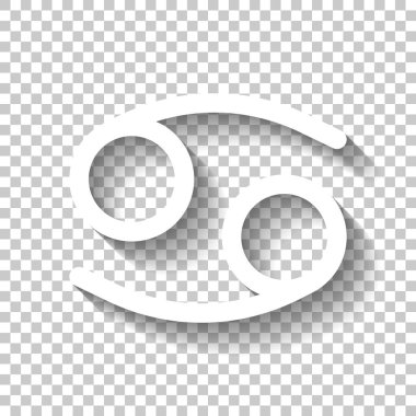 Astrolojik işaret. Kanser basit simgesi. Gölge şeffaf arka plan üzerinde beyaz simgesi