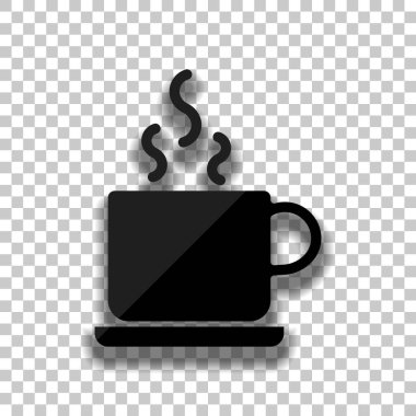 fincan sıcak çay ya da kahve simgesi. Saydam arka plan üzerinde yumuşak gölgeli siyah cam kutsal kişilerin resmi