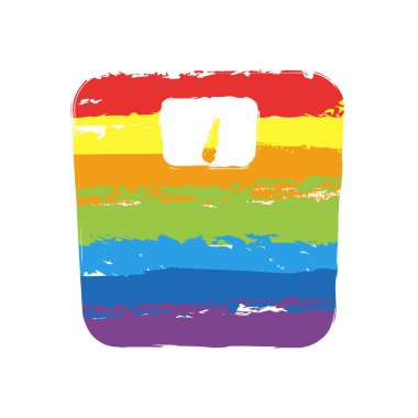 ağırlıklar, basit sembol siluet. Çizim işaretiyle Lgbt stil, gökkuşağı (kırmızı, turuncu, sarı, yeşil, mavi, Indigo, menekşe, yedi renk