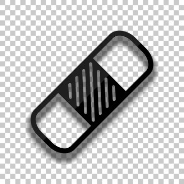 Tıbbi yama, basit simgesi. Saydam arka plan üzerinde yumuşak gölgeli siyah cam kutsal kişilerin resmi