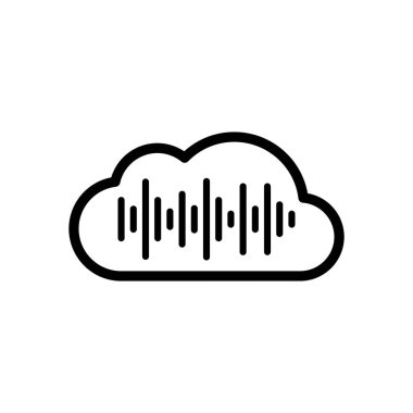 Bulut ve Ses ekolayzer dalga ile basit simgesi. İnce anahat