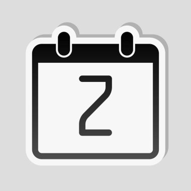 2 gün, basit simgesi ile takvim. Etiket tarzı ile beyaz ve gri arka plan üzerinde basit gölge