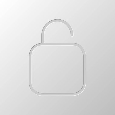 Basit kilidini. Doğrusal, ince anahat. Kağıt tasarımı. Düzenlenen sembolü. Çekirdeksiz stili