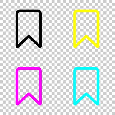 basit anahat yer işareti. Cmyk simgeleri şeffaf arka plan üzerinde renkli dizi