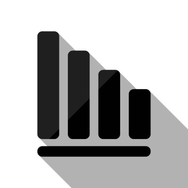 Azalan grafik hat simgesi. Uzun gölge beyaz arka planda siyah nesnesiyle