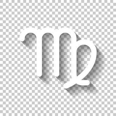 Astrolojik işaret. Başak basit simgesi. Gölge şeffaf arka plan üzerinde beyaz simgesi