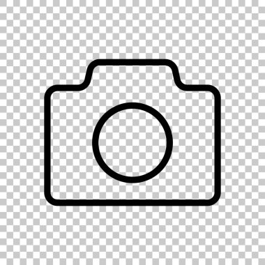 Fotoğraf makinesi, ince anahat, basit simgesi ile doğrusal sembolü. Saydam arka plan üzerinde.