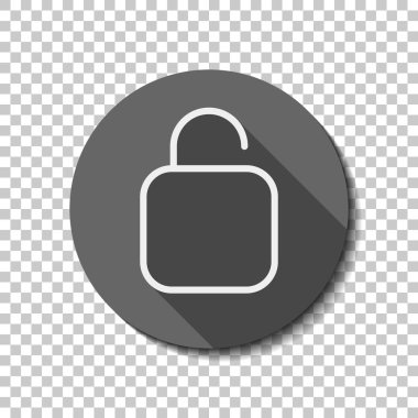 Basit kilidini. Doğrusal, ince anahat. düz simgesi, uzun gölge, daire, şeffaf ızgara. Rozet veya etiket stili