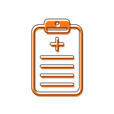 Tablet, tıbbi belge. İzole simge siyah ince dağılımı ve farklı katmanlarda doldurma taşındı turuncu oluşan. Beyaz arka plan