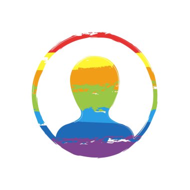 Profil, kişi bir dairede. Çizim işaretiyle Lgbt stil, gökkuşağı (kırmızı, turuncu, sarı, yeşil, mavi, Indigo, menekşe, yedi renk