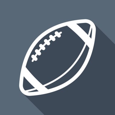 Amerikan futbolu logosunu görmeniz gerekir. Basit rugby topu simgesi. Uzun Gölge arka plan üzerinde beyaz düz simgesi