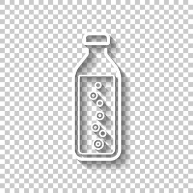 şişe su kabarcıkları, basit simgesi ile. Gölge şeffaf arka plan üzerinde beyaz anahat işaretiyle