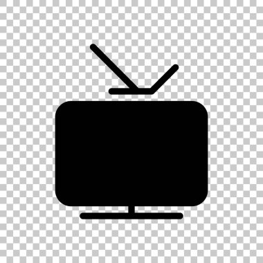 Akıllı Tv, analog televizyon. Ortam simgesi. Saydam arka plan siyah sembolü