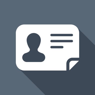 Kimlik kartı simgesi. Kimliği profil. Uzun Gölge arka plan üzerinde beyaz düz simgesi