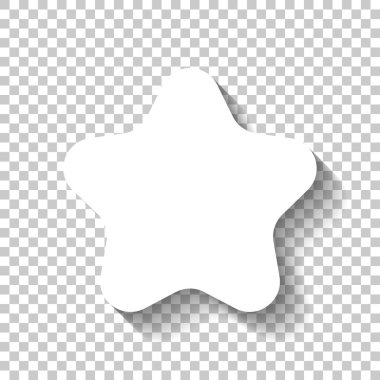 Basit yıldız simgesi, derecelendirme veya sırası işareti. Gölge şeffaf arka plan üzerinde beyaz simgesi