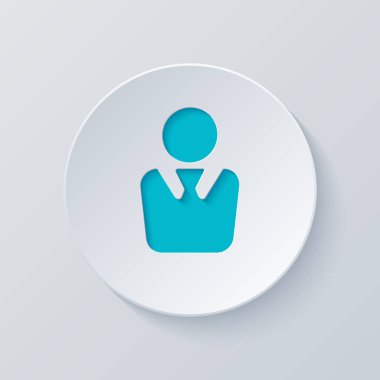 iş adamı simgesi. Gri ve mavi katmanları ile daire kes. Kağıt tarzı