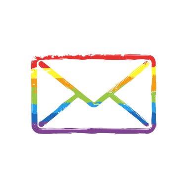 posta kapat simgesini. İşareti Lgbt style, gökkuşağı kırmızı, turuncu, sarı, yeşil, mavi, Indigo, menekşe, yedi renk ile çizim